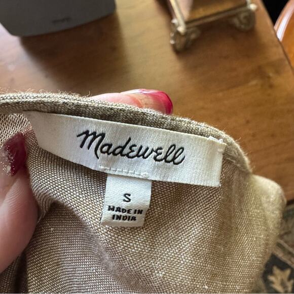 Madewell Linen Blend Alexandra Button Front Mini Dress - Picture 6 of 6